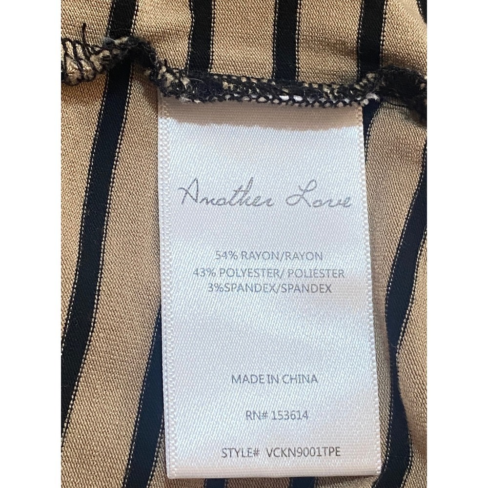 Another Love Bodycon Dress Striped Sleeveless Mock Neck Tan Black Size Large - Picture 4 of 5